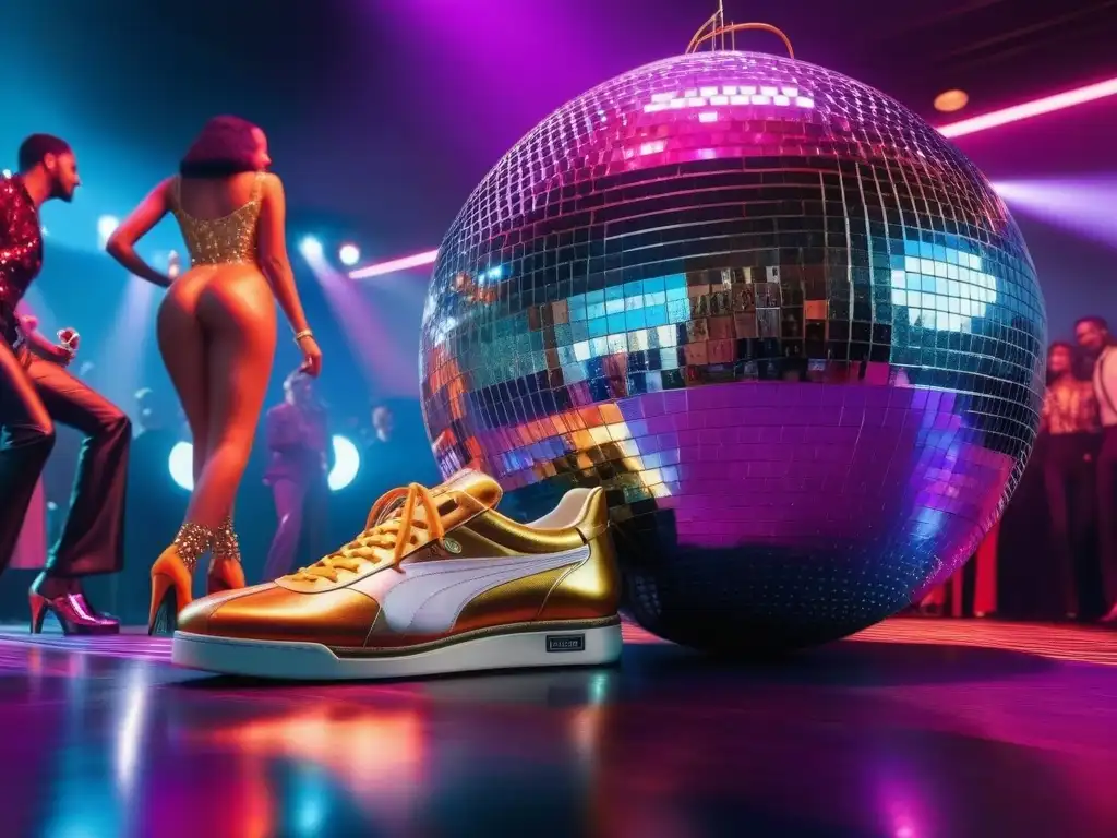 Disco Fever: Baile vibrante en la pista de los 70 Una animada pista de baile de discoteca de los años 70 con moda retro y luces brillantes