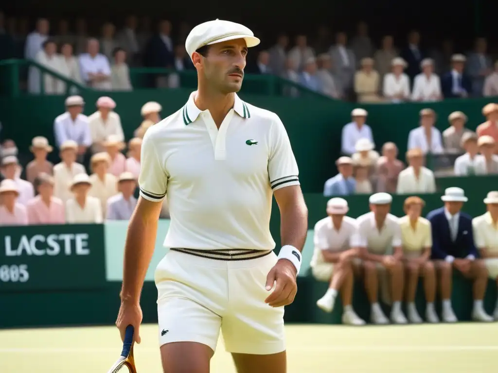 René Lacoste en los años 20: Elegancia en la pista de tenis René Lacoste en los años 20, con moda deportiva retro