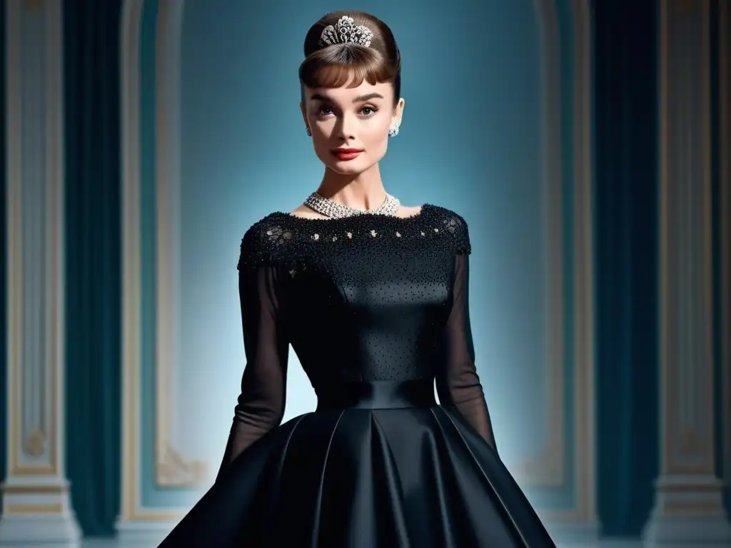 Audrey Hepburn: Elegancia icónica en vestido Givenchy Audrey Hepburn deslumbra con el icónico vestido negro de Givenchy en 'Desayuno en Tiffany's'