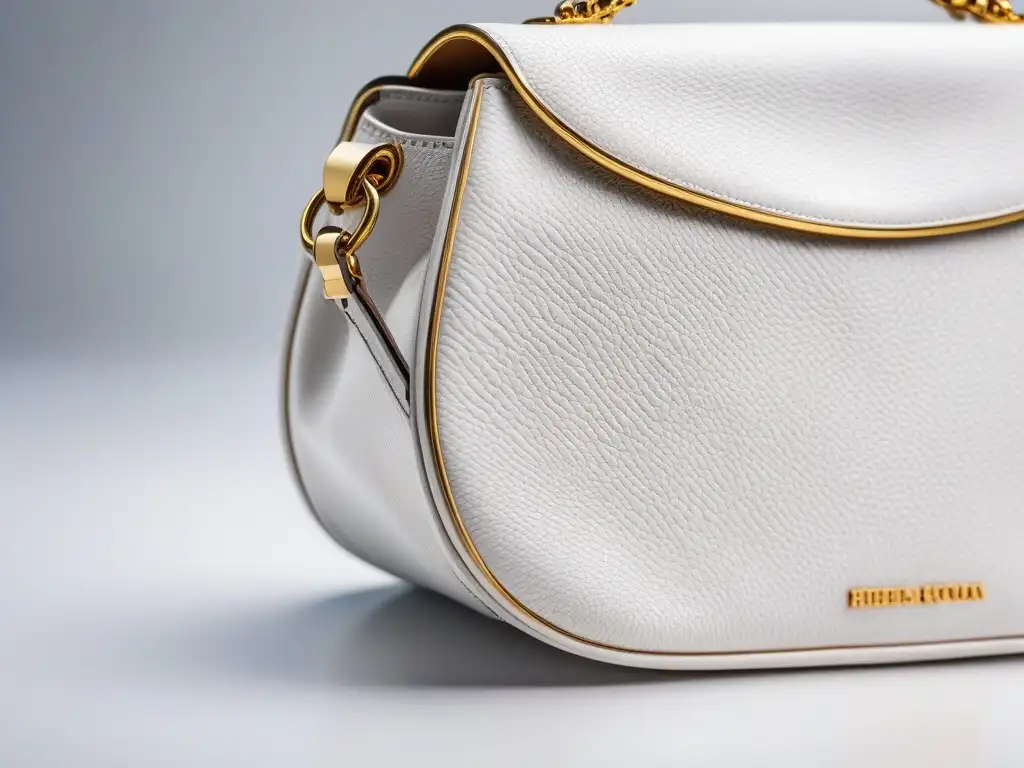 Bolso de diseñador sostenible: elegancia atemporal Bolso de diseñador sostenible con detalles intrincados y elegante logo grabado, en elegante fondo blanco