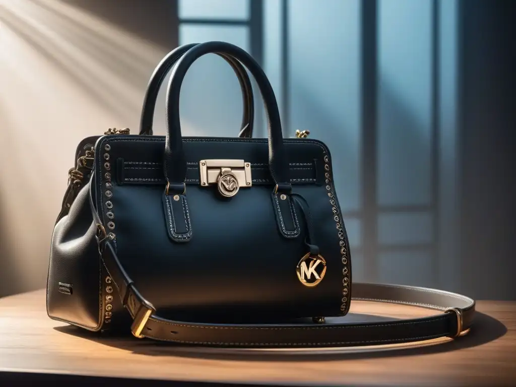 Exquisita imagen de bolso Michael Kors retroinspirado Bolso de edición limitada de Michael Kors, con costuras detalladas y un cierre vintage, destacado por una iluminación suave