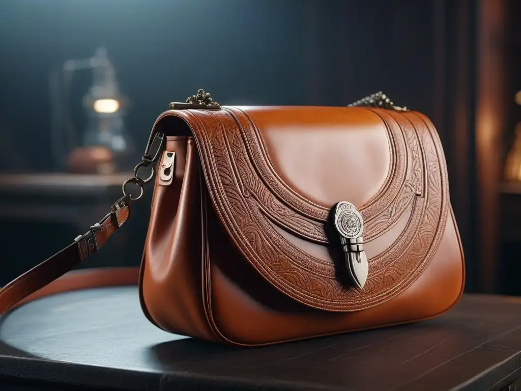 Elegante bolso vintage con detalles artesanales en cuero texturizado Un bolso de hombro retro detallado y elegante en tono tierra, con artesanía exquisita y un toque vintage
