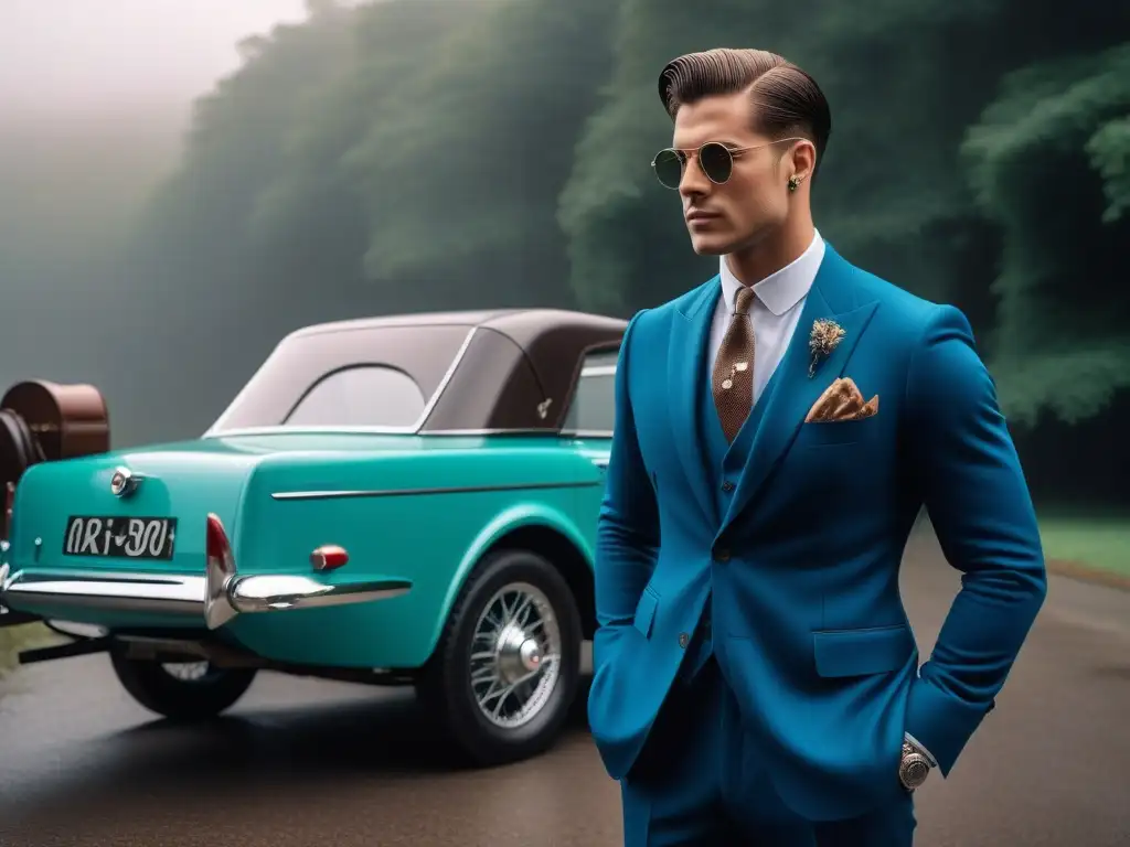Elegancia retro: dapper gentleman de los años 20 con gemelos vintage Un caballero elegante de los años 1920 con gemelos vintage, exudando sofisticación y estilo retro