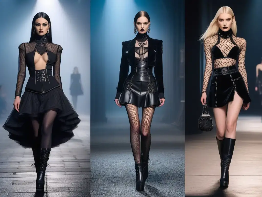 Evolución gótica: moda de los 90s a los 2000s Collage evolutivo moda gótica siglo XX: de lo underground a la pasarela con detalle realista