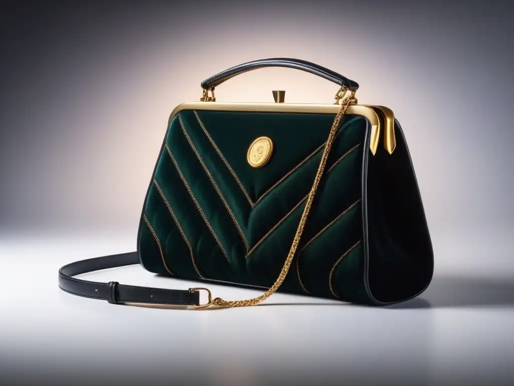 Bolso vintage de los años 50: Detalles exquisitos y elegancia atemporal Comparativa carteras mano bolsos hombro retro: Detalle excepcional de un bolso vintage de los 50 con elegante diseño y acabados en oro