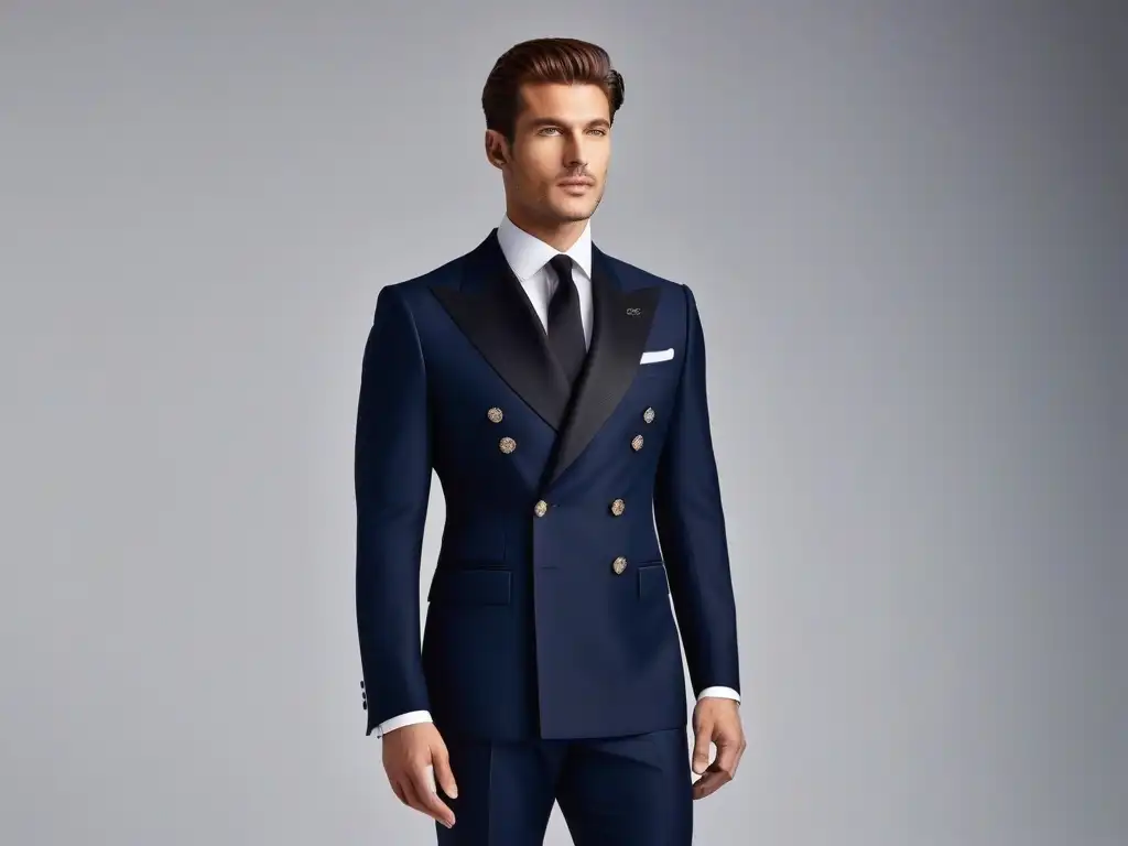 Comparativa detallada: Yves Saint Laurent Le Smoking vs Una comparativa detallada de trajes retro del siglo XX: smoking de Yves Saint Laurent y traje Power de Armani en negro y azul marino