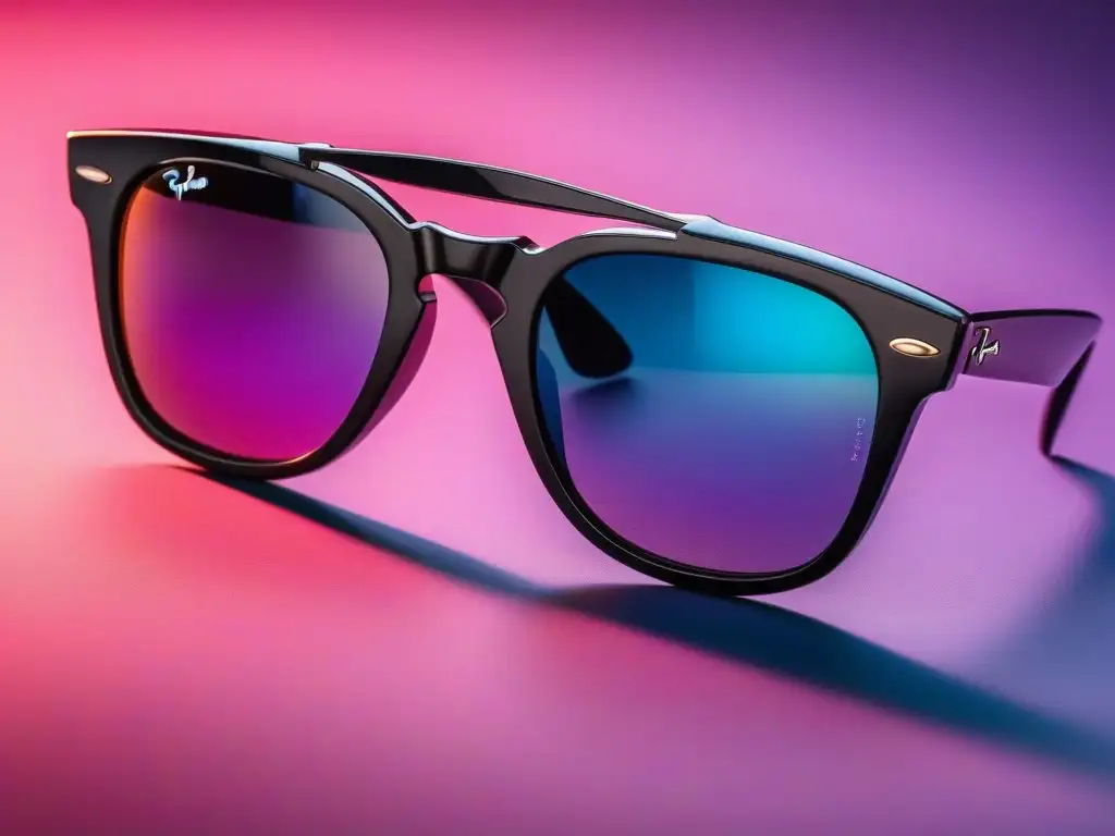 Contraste de estilos: RayBan Wayfarer vs Oakley Frogskins Comparativa gafas sol retro: RayBan Wayfarer clásicas junto a Oakley Frogskins vibrantes, fusionando estilo y espíritu de época