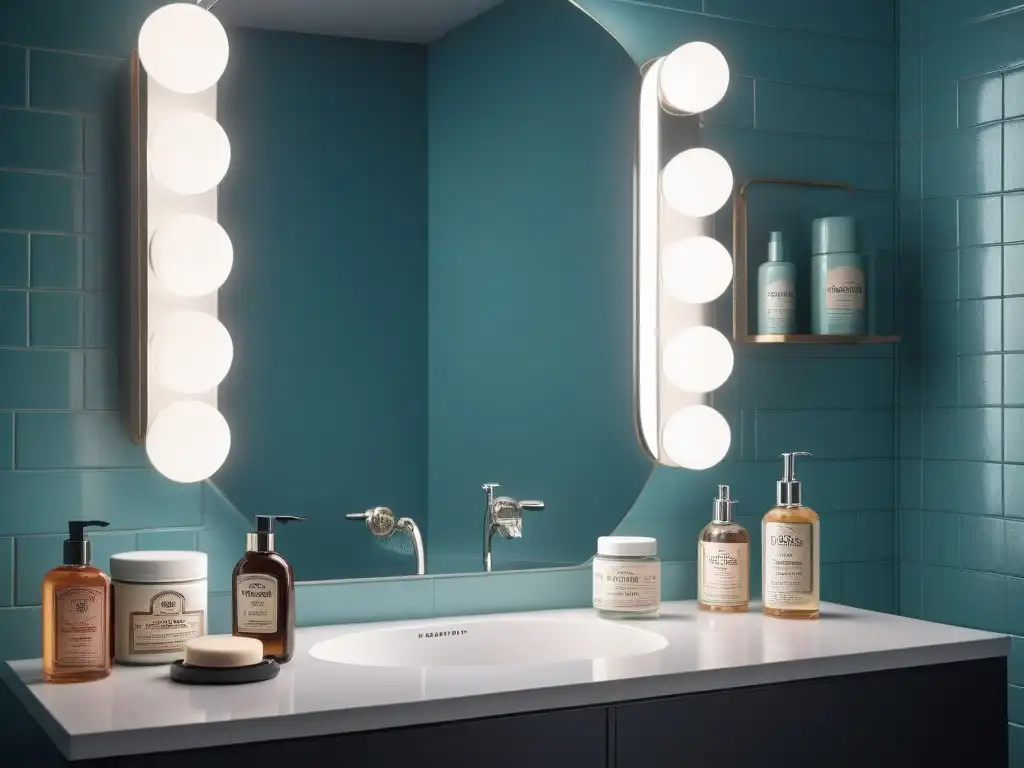 Contraste entre baño vintage de los 50 y moderno, reflejando la evolución del cuidado de la piel