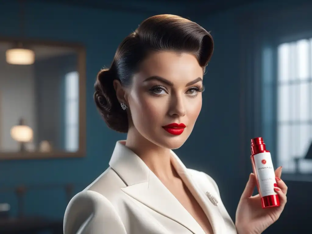 Contraste de belleza: mujer glamorosa de los años 50 y mujer moderna con cuidado de la piel años 50, resaltando la elegancia atemporal