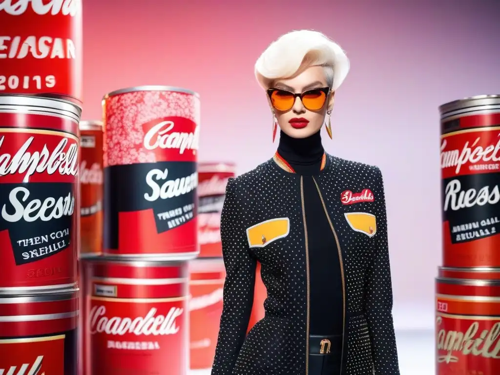 Desfile de moda pop art con diseños vibrantes Desfile de moda contemporáneo con influencia de Andy Warhol: modelos lucen diseños vibrantes y pop art en la pasarela