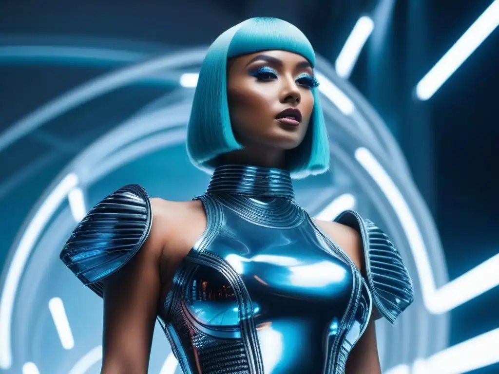 Pasarela futurista estilo 'El Quinto Elemento' con moda innovadora de los 90 Desfile de moda futurista años 90 inspirada en 'El Quinto Elemento': pasarela de neón y diseños vanguardistas
