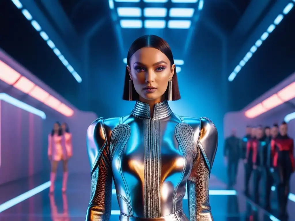 Pasarela futurista de 'El Quinto Elemento' en los 90 Desfile de moda futurista años 90 inspirada en 'The Fifth Element' con diseños vanguardistas y colores llamativos