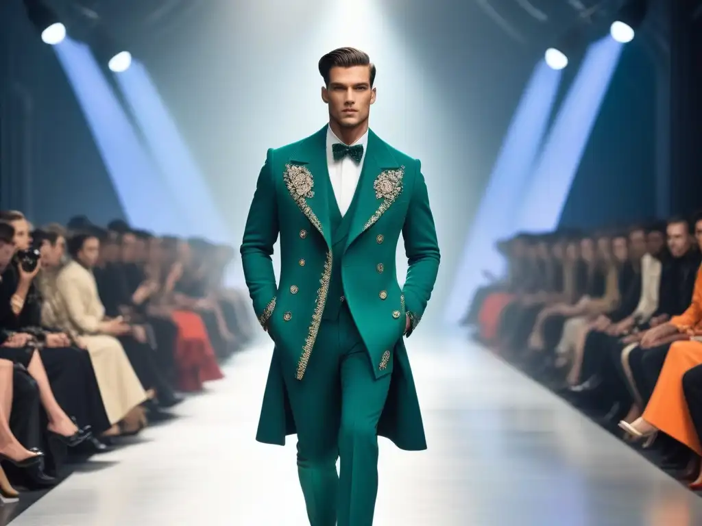 Un desfile de moda retro con diseñadores creativos y espectadores admirando las creaciones únicas