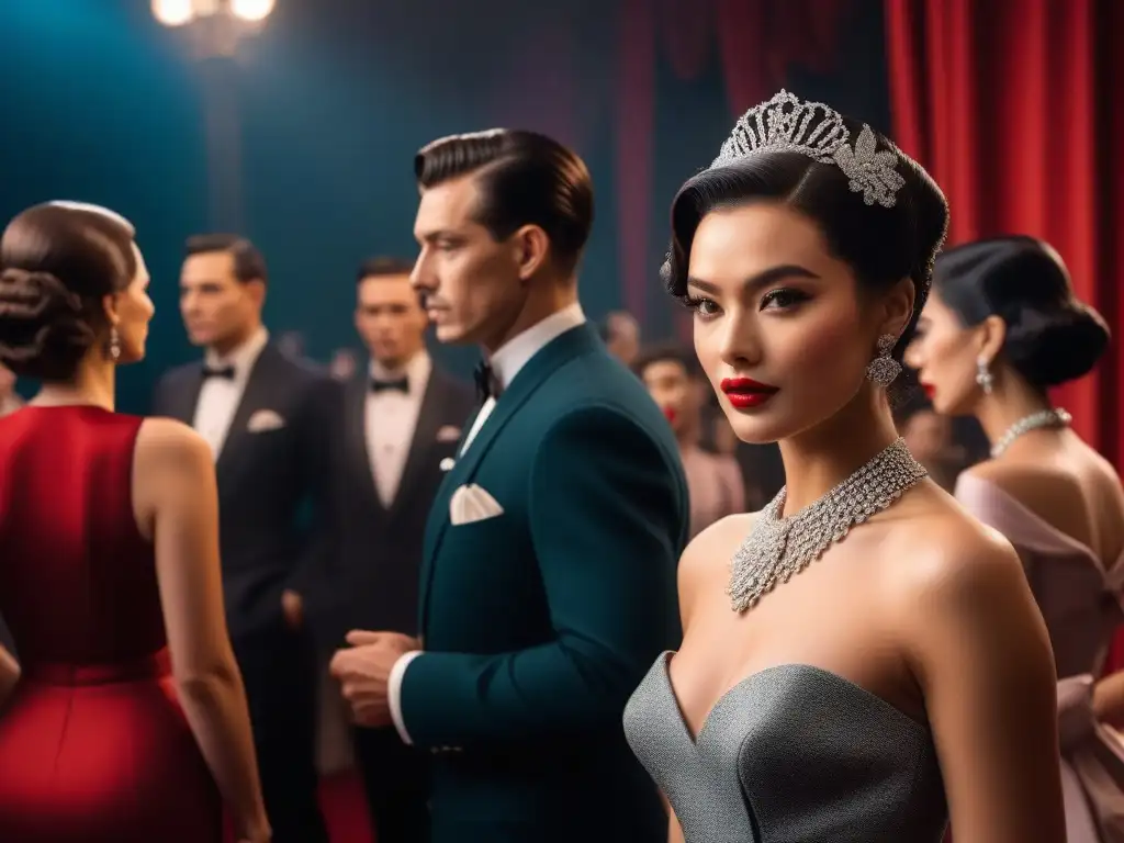Desfile de moda retro con influencia del cine de los años 50: glamour y estilo clásico Hollywood