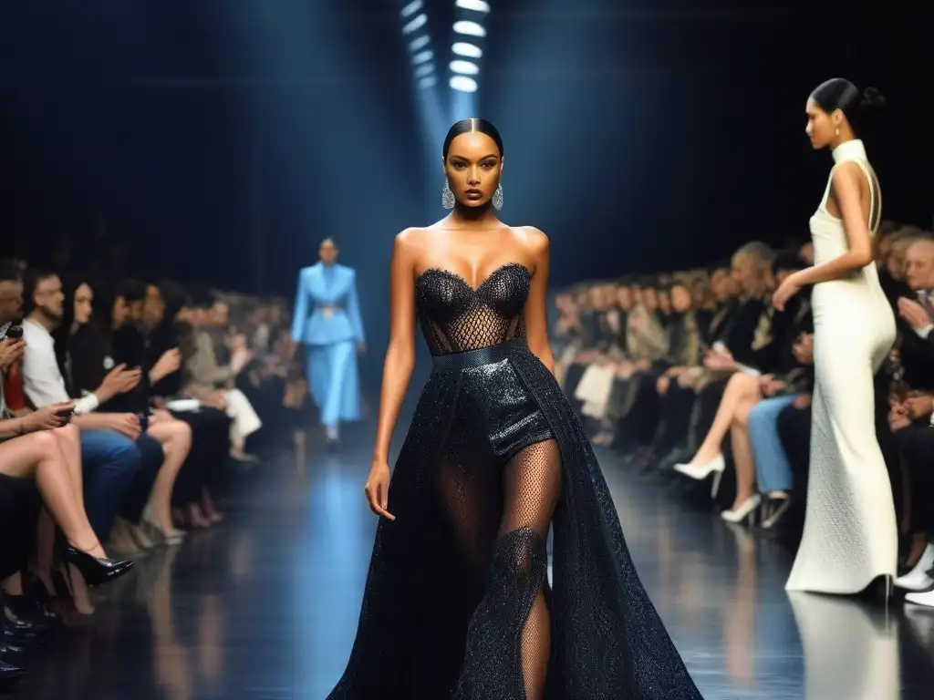 Desfile de moda polémico de los 2000: audacia en la pasarela Desfiles moda polémicos tendencias: Impactante desfile con diseños vanguardistas en pasarela moderna