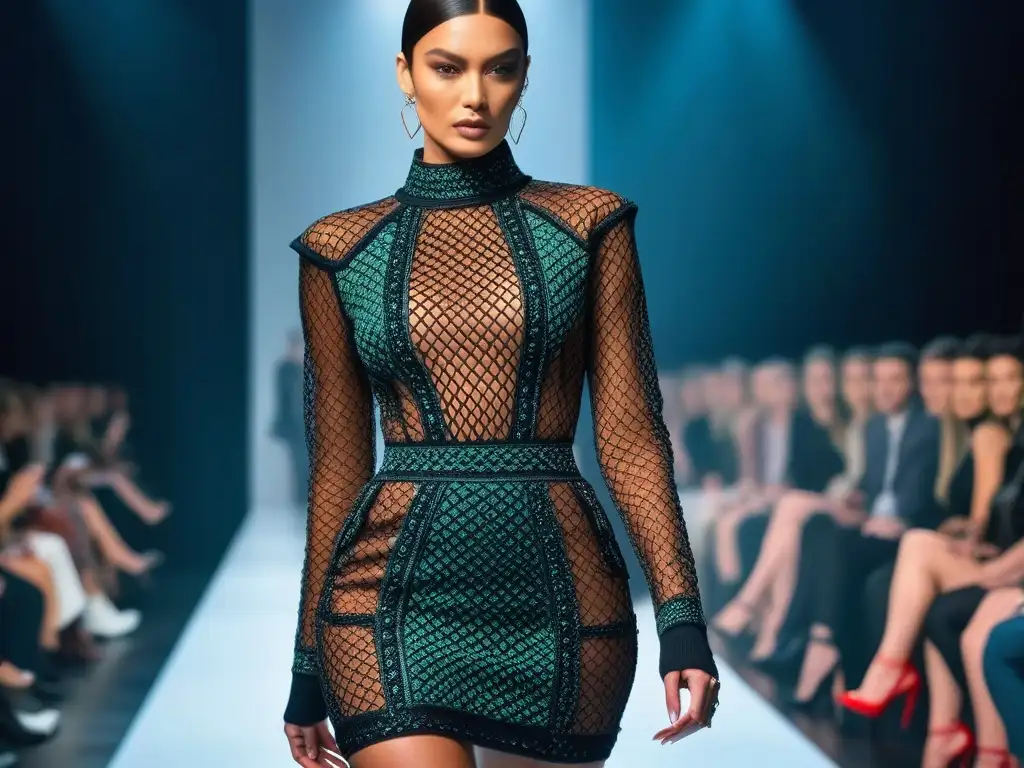 Desfile de moda vanguardista: moda audaz y espectáculo cautivador Desfiles de moda polémicos y tendencias en una pasarela glamurosa y concurrida