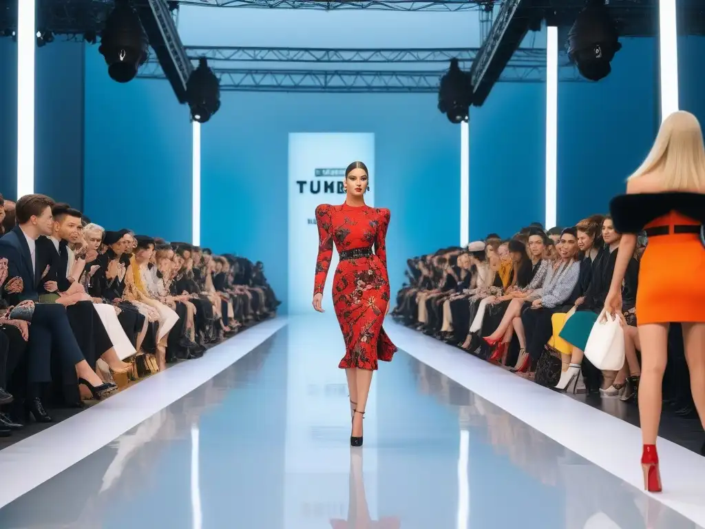 Desfile de moda de los 90: Colorida pasarela de diseñadores icónicos Deslumbrante desfile de moda retro años 90 con diseñadores icónicos, modelos y público trendy