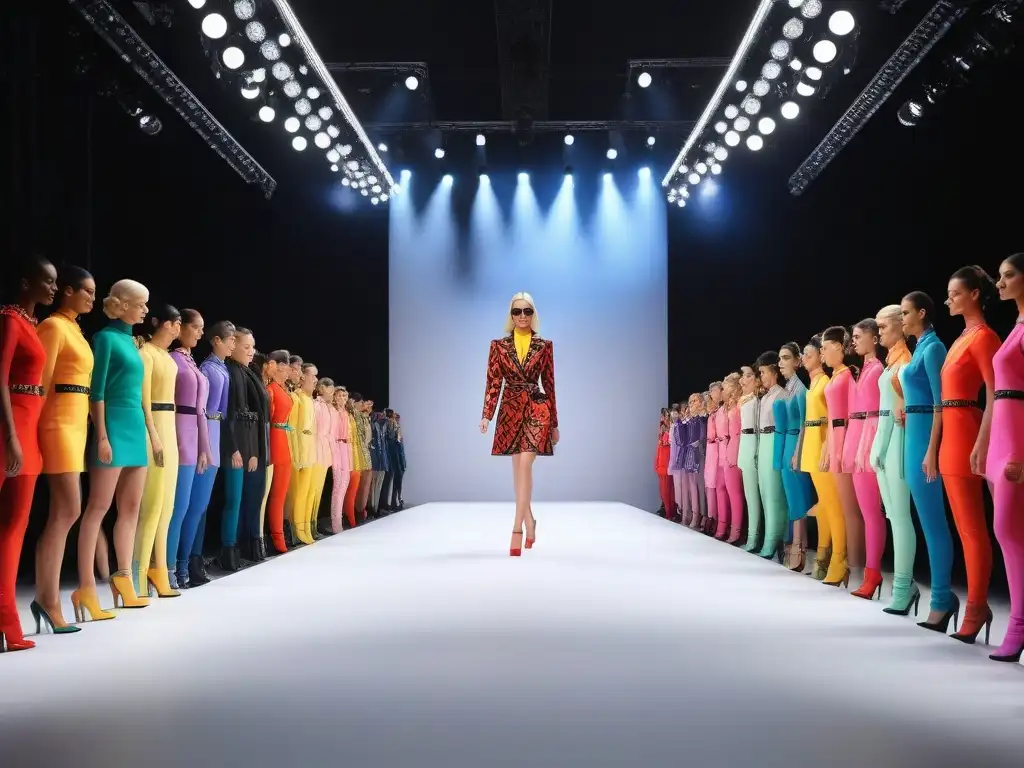 Desfile de moda pop art: vibrante fusión de arte y diseño Deslumbrante desfile de moda con influencia de Andy Warhol, colores vibrantes y diseños audaces