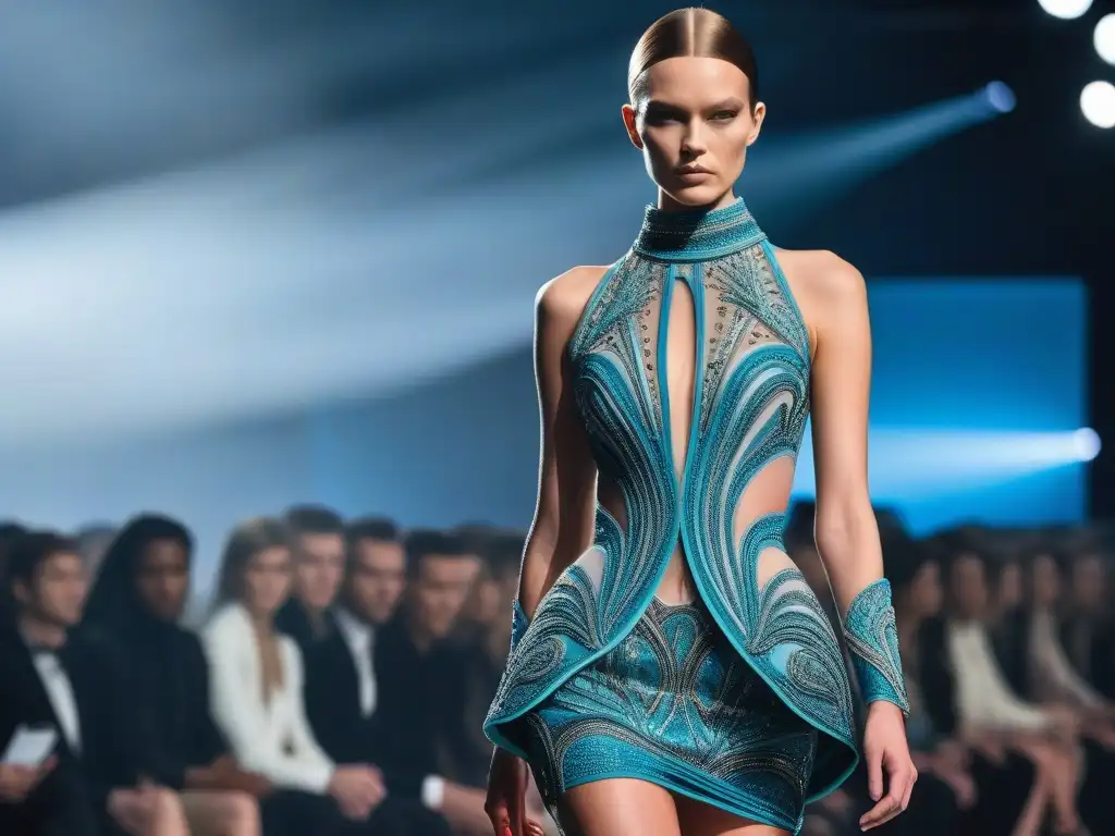 Deslumbrante vestido Alexander McQueen inspirado en el océano, moda retro siglo XX