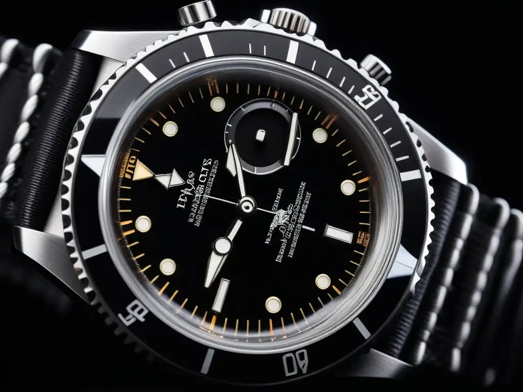 Relojes de buceo vintage: Rolex Submariner 5513 y Omega Seamaster 300 de los 70 en detalle Detallada comparativa de relojes submarinos vintage de 1966 en elegante fondo negro de terciopelo