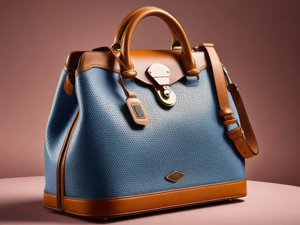 Exclusivo bolso vintage de cuero con tecnología RFID Detallada imagen de bolso vintage de cuero con tecnología RFID integrada, fusionando moda retro con tecnología, en fondo neutro