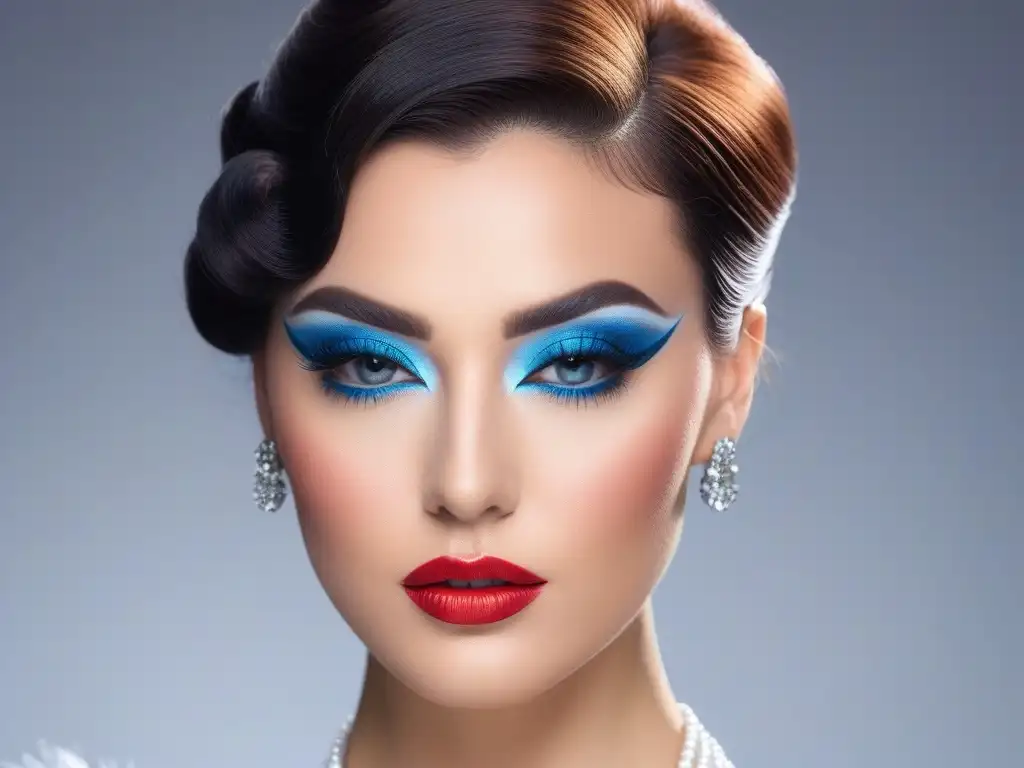 Evolución del maquillaje vintage: de los años 20 a los 80 Una evolución detallada de maquillaje retro desde los años 20 a los 80, reflejando tendencias icónicas