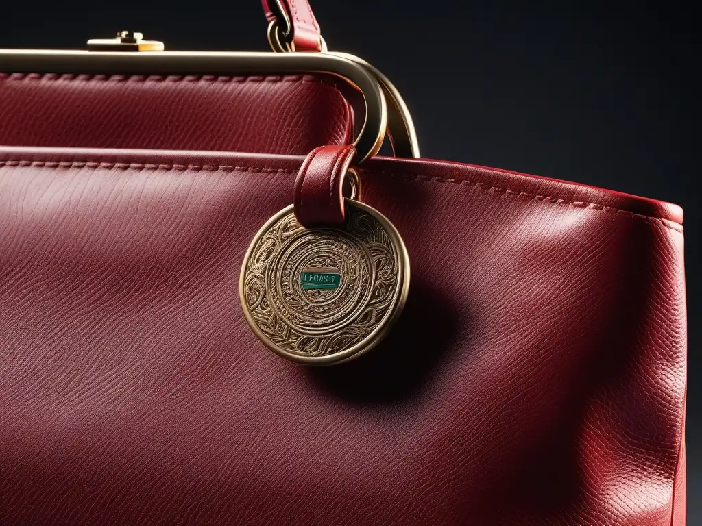 Bolso vintage con RFID: fusión de moda tradicional y tecnología moderna Detalle de bolso vintage con tecnología RFID integrada, fusionando moda clásica y seguridad contra falsificaciones