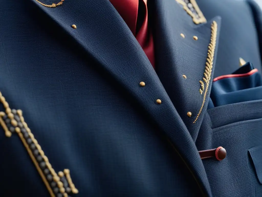 Arte en Costura: Detalles Exquisitos de un Traje a Medida Vintage Detalle de costura a mano en traje vintage, destacando la artesanía y valor de la sastrería retro