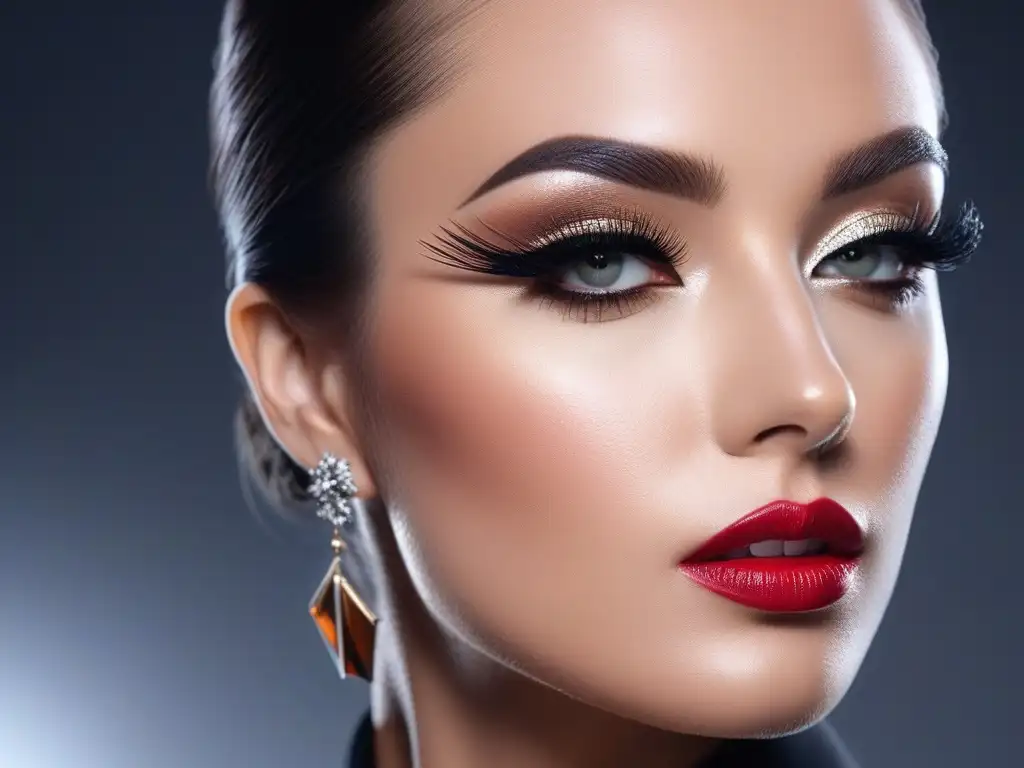 Maquillaje de ojos al estilo retro de los años 60: elegancia y precisión Detalle fotorealista de ojo con delineador retro años 60 moda: alas perfectas, líneas precisas y sutil brillo de la sombra de ojos