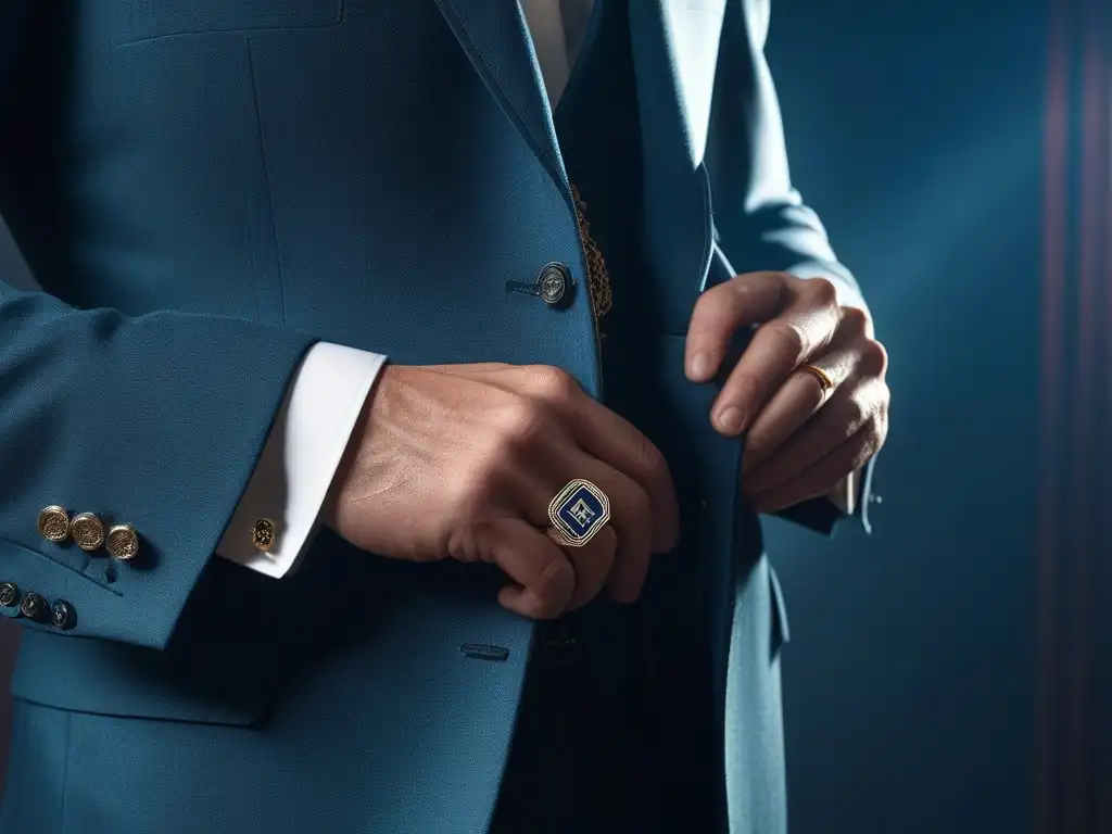 Detalle exquisito: Elegancia retro en gemelos vintage Detalle vintage de gemelos en manos elegantes de caballero de los 50, simbolizando la elegancia en la moda retro masculina