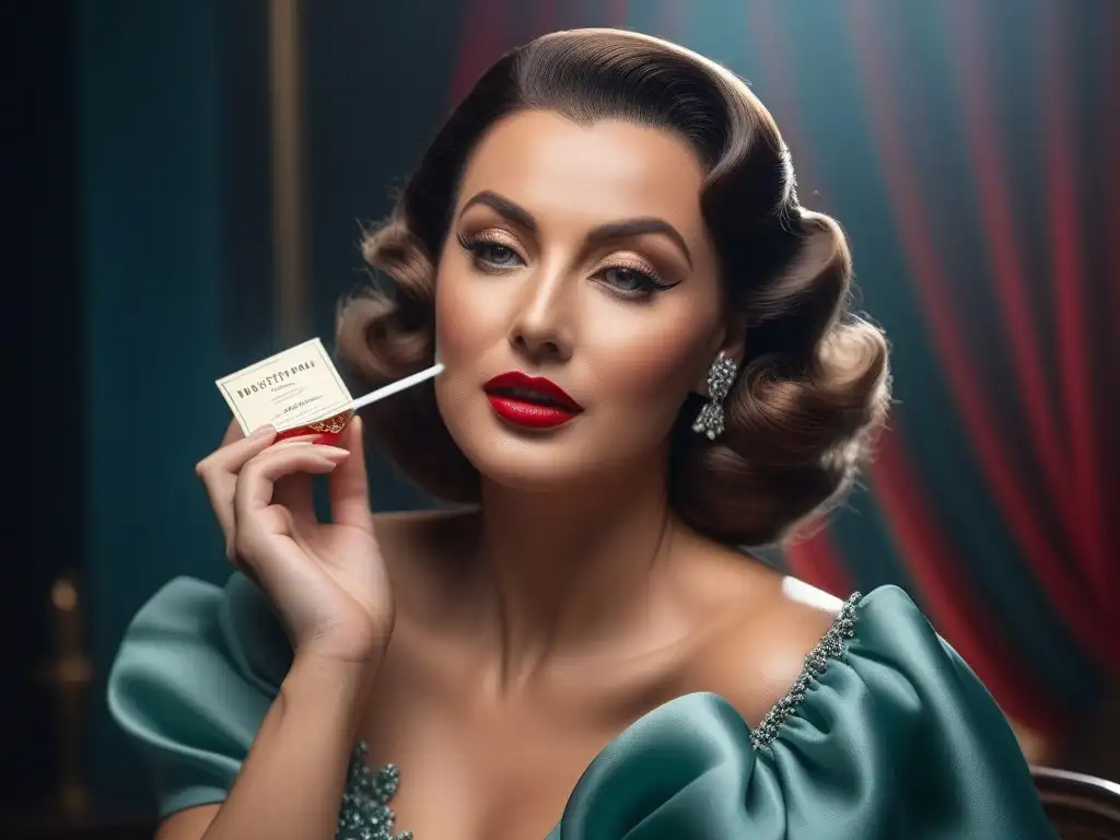 Mujer glamorosa de los 40 aplicando mascarilla facial vintage Una elegante mujer de los años 40 aplicando una lujosa mascarilla facial retro, evocando la sofisticación de la época