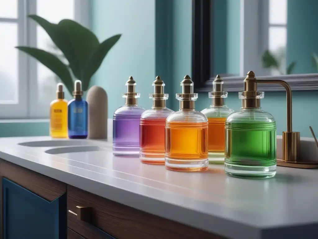 Escena nostálgica de moda retro: evolución tónicos faciales en elegante baño de los 90