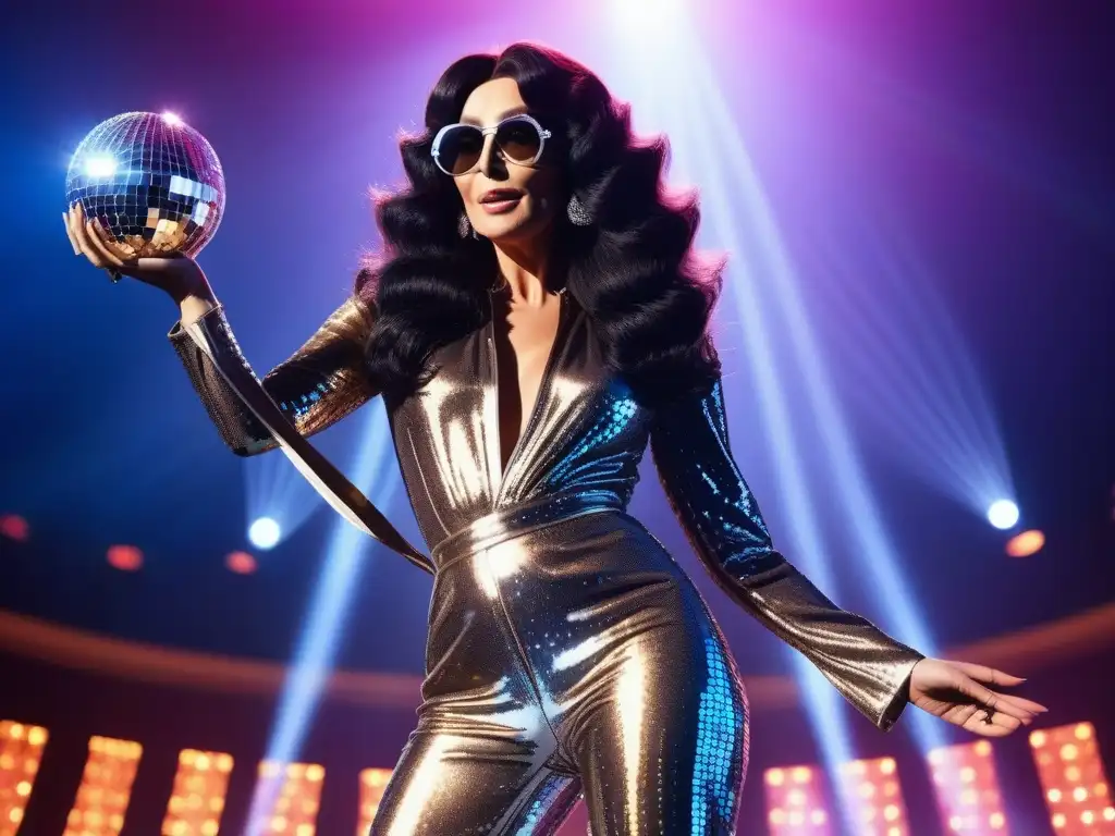 Cher deslumbra en el escenario con su moda retro años 70, brillando en un traje de lentejuelas