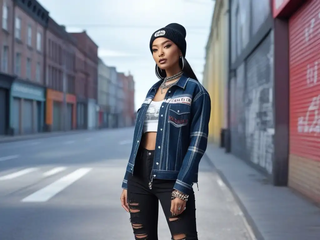 Estilo grunge urbano en la ciudad Un estilo grunge capas moda retro en la ciudad