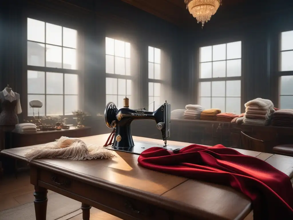 Atelier de moda vintage: lujo y elegancia atemporal Un exclusivo atelier de moda vintage lleno de elegancia y lujo, con prendas exquisitas y una decoración encantadora