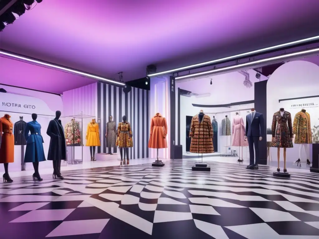 Una exhibición de moda retro con tendencias actuales de los 60s y 70s en un ambiente vibrante y nostálgico