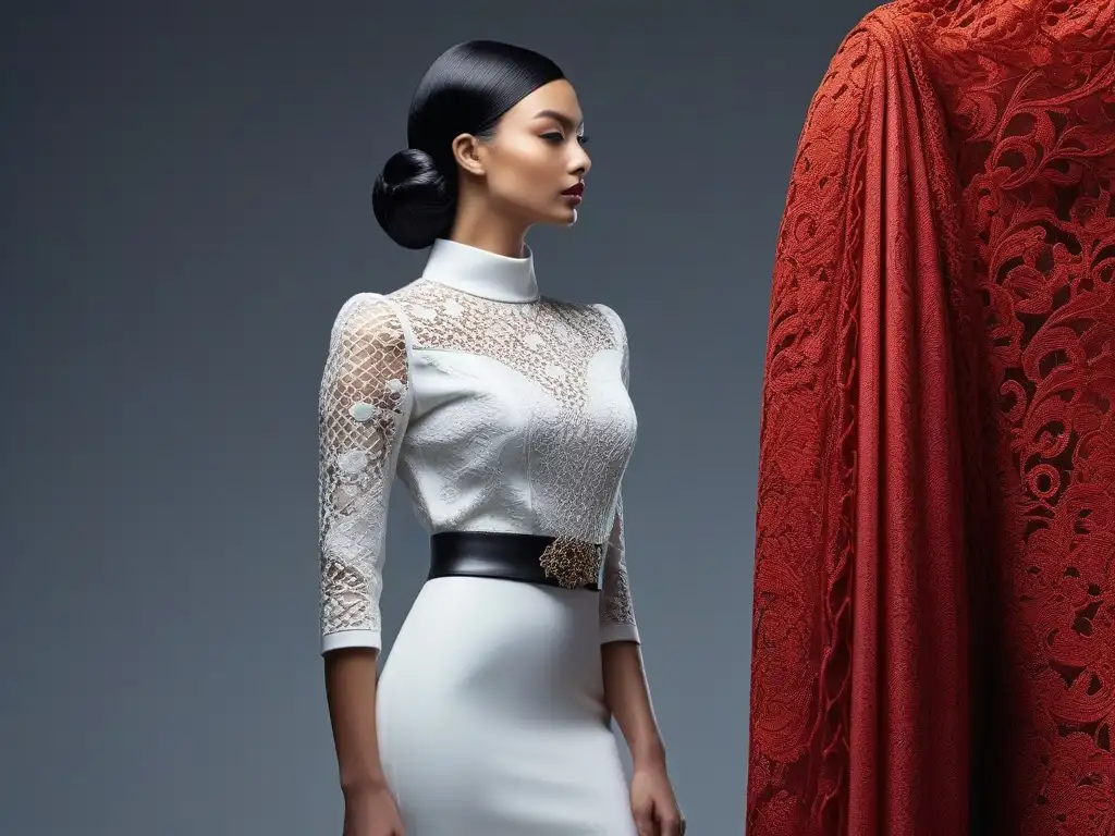 Fusión de moda y arte: vintage y escultura en simbiosis Una fusión impactante entre moda retro siglo XX y escultura clásica, detallada y envolvente