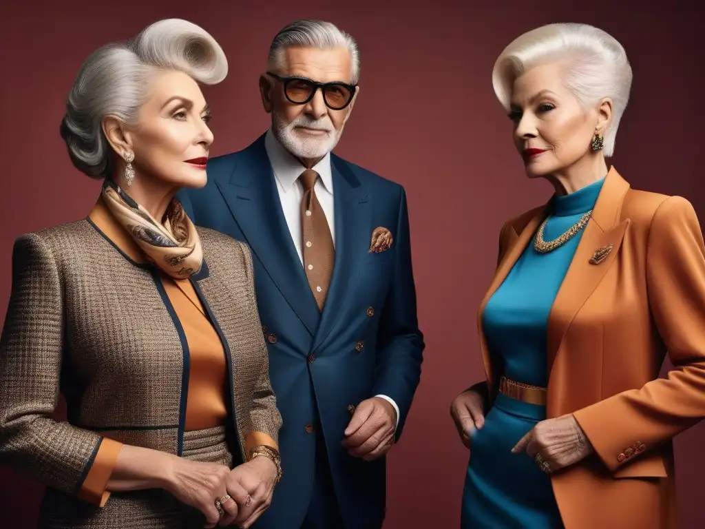 Estilo retro: moda inclusiva y empoderamiento Un grupo diverso de personas mayores redefiniendo el estilo retro con elegancia y confianza, en una escena inspiradora