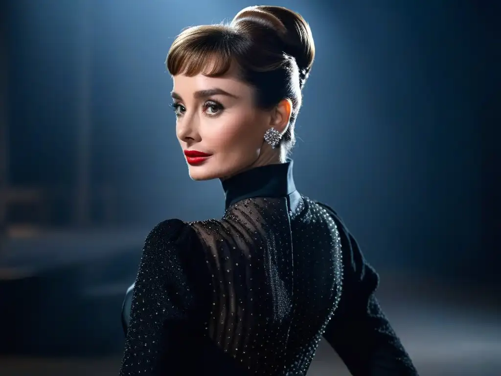 Audrey Hepburn con vestido Givenchy: Elegancia atemporal La icónica Alianza Audrey Hepburn Givenchy cobra vida en una imagen ultradetallada de elegancia atemporal