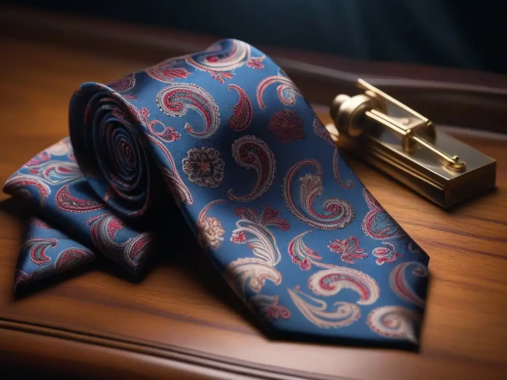 Una imagen de moda retro: corbatas y pañuelos vintage en un elegante tocador de madera