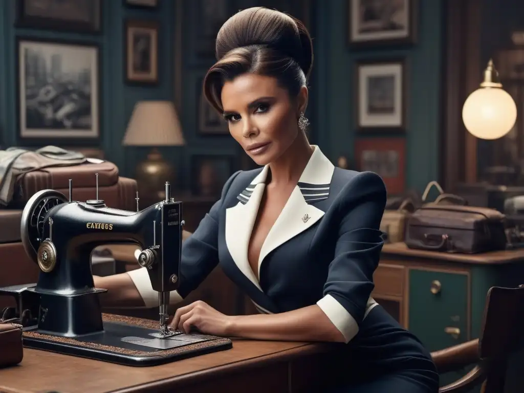 Victoria Beckham: ícono de la moda retro La imagen muestra la transición de Victoria Beckham en la moda retro, con elementos vintage y su icónico estilo