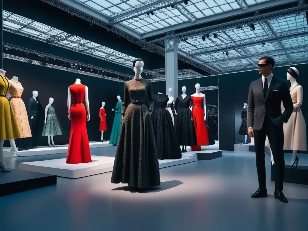 Exposición de moda parisina de los años 60: colores vibrantes, detalles exquisitos y expresiones asombradas Impresionante exhibición de moda parisina de los años 60 con diseños icónicos de Yves Saint Laurent, Dior y Chanel