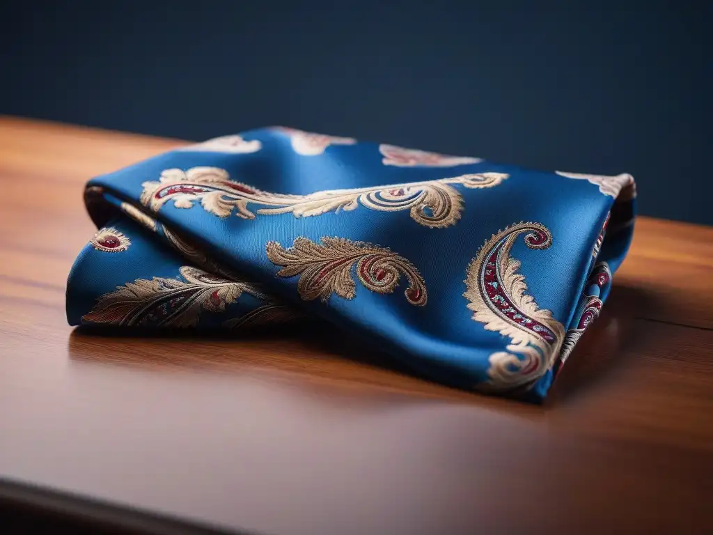 Moda retro: corbata y pañuelo vintage de seda en elegante tocador de caoba