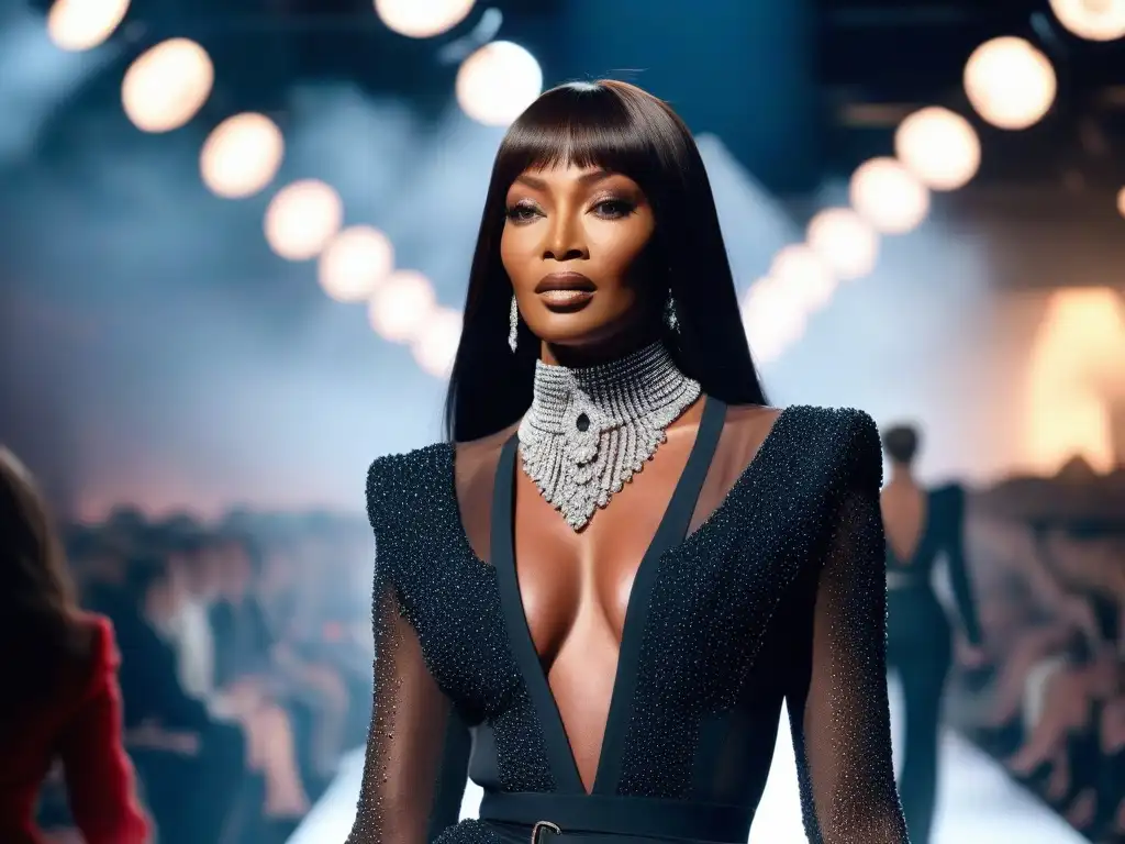 Naomi Campbell: Transformación de supermodelo a icono de moda Naomi Campbell deslumbra en pasarela retro con su transformación a ícono de moda