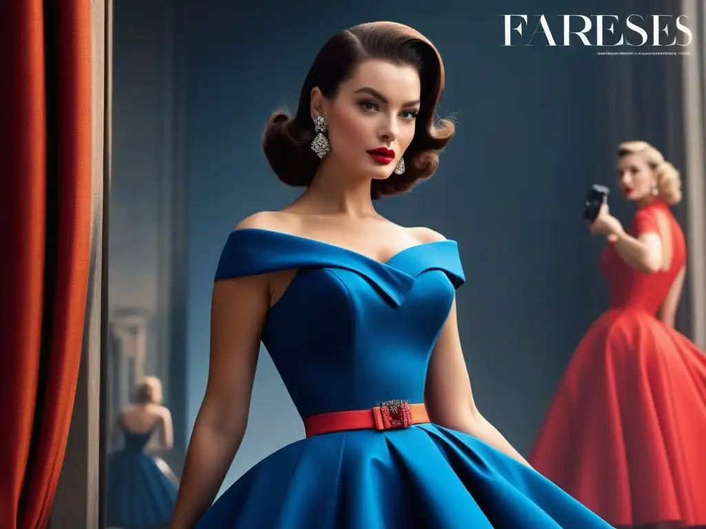 Portada de revista de moda de los años 50: glamour y elegancia atemporal Portada de revista de moda de los años 50 con tendencias icónicas, modelos elegantes y colores vibrantes
