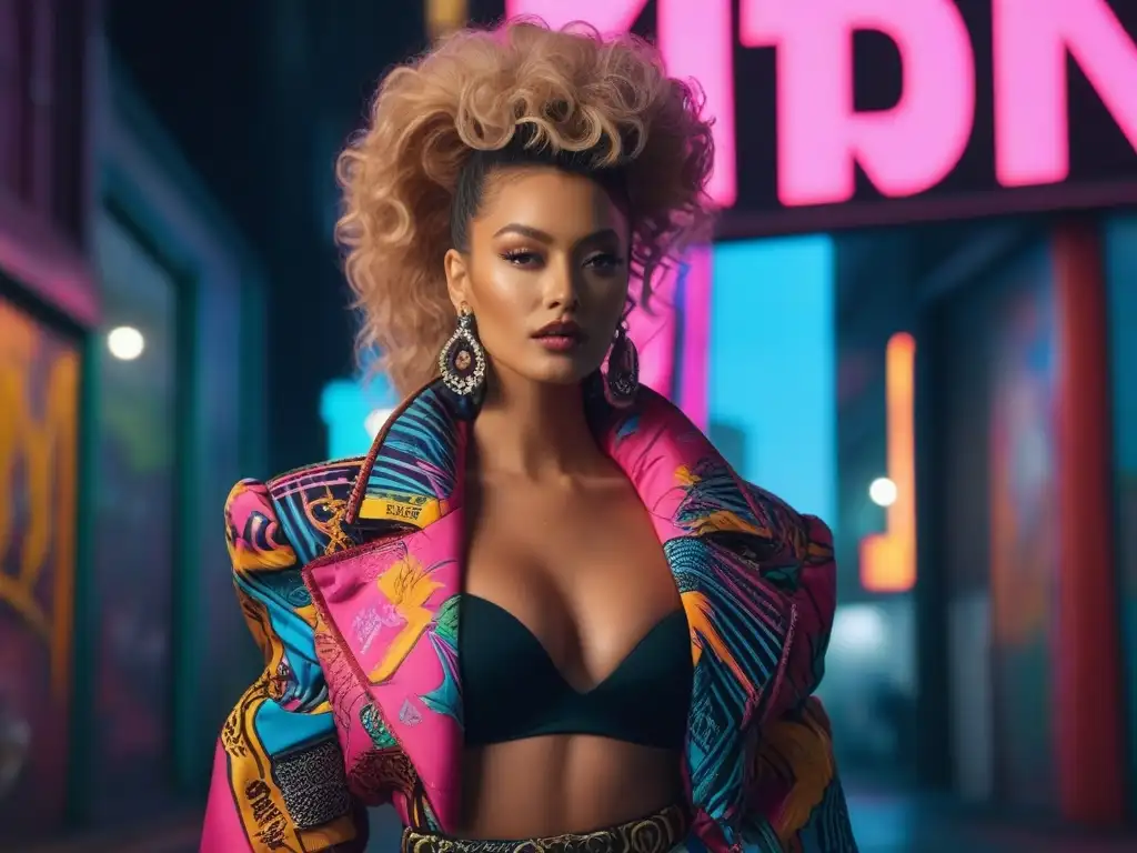 Publicidad de moda de las décadas de transición con tendencias vibrantes y coloridas, modelos seguras y diversidad