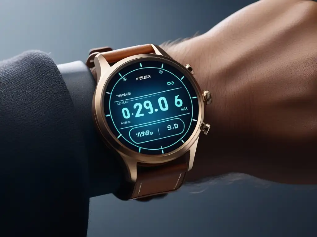 Smartwatch futurista con diseño retro y tecnología avanzada Un reloj inteligente futurista con diseño retro, tecnología digital y elementos vintage