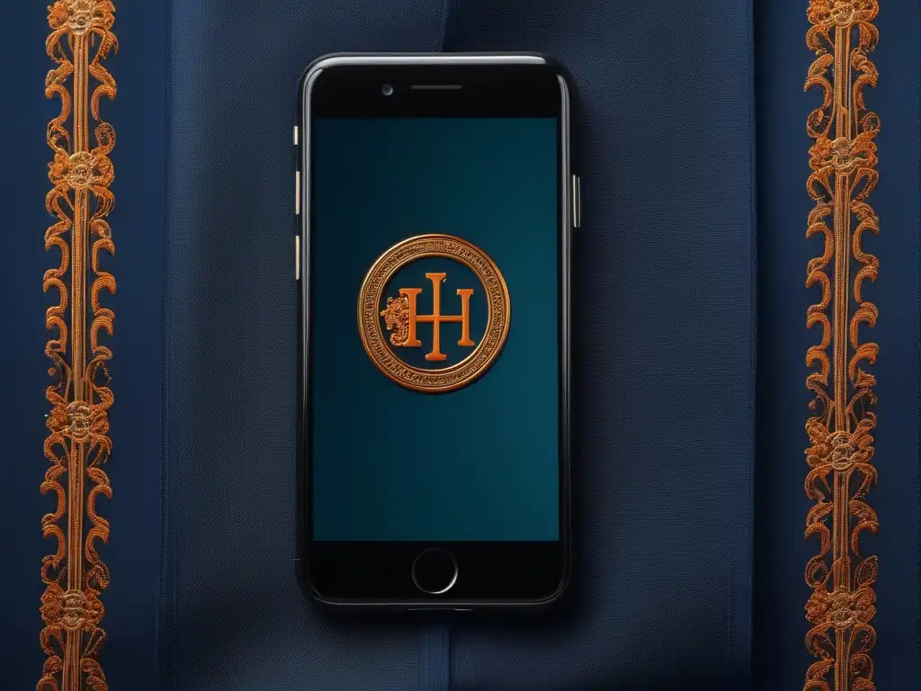 Pañuelo de seda Hermes sobre smartphone: lujo y estilo fusionados Pañuelo de seda Hermes moderno sobre un smartphone, fusionando tradición y modernidad