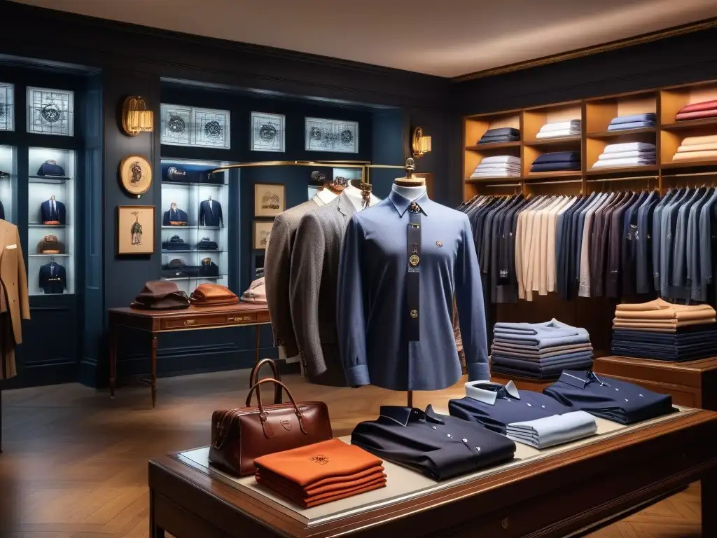 Una tienda vintage con camisas retro de Brooks Brothers y Ralph Lauren, evocando nostalgia y sofisticación