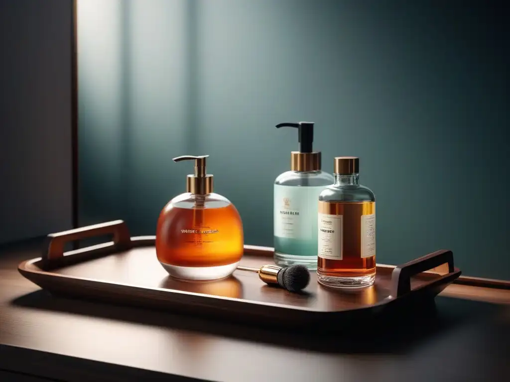 Un tocador vintage de los años 60 con tónicos faciales clásicos en envases retro